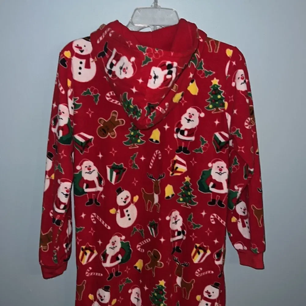 Girl”s size 16 Christmas holiday one piece hoodie cozy comfy pajamas